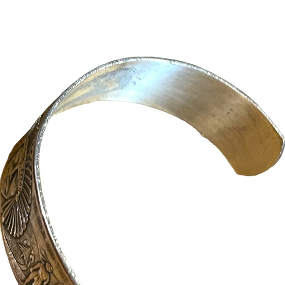 Vintage Copper silver Southwestern Navajo Etched Indian Mens Cuff bracelet - Picture 8 of 9